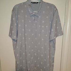 Travis Mathew Palm Tree Print Short Sleeve Golf Polo Shirt Men's sz XL